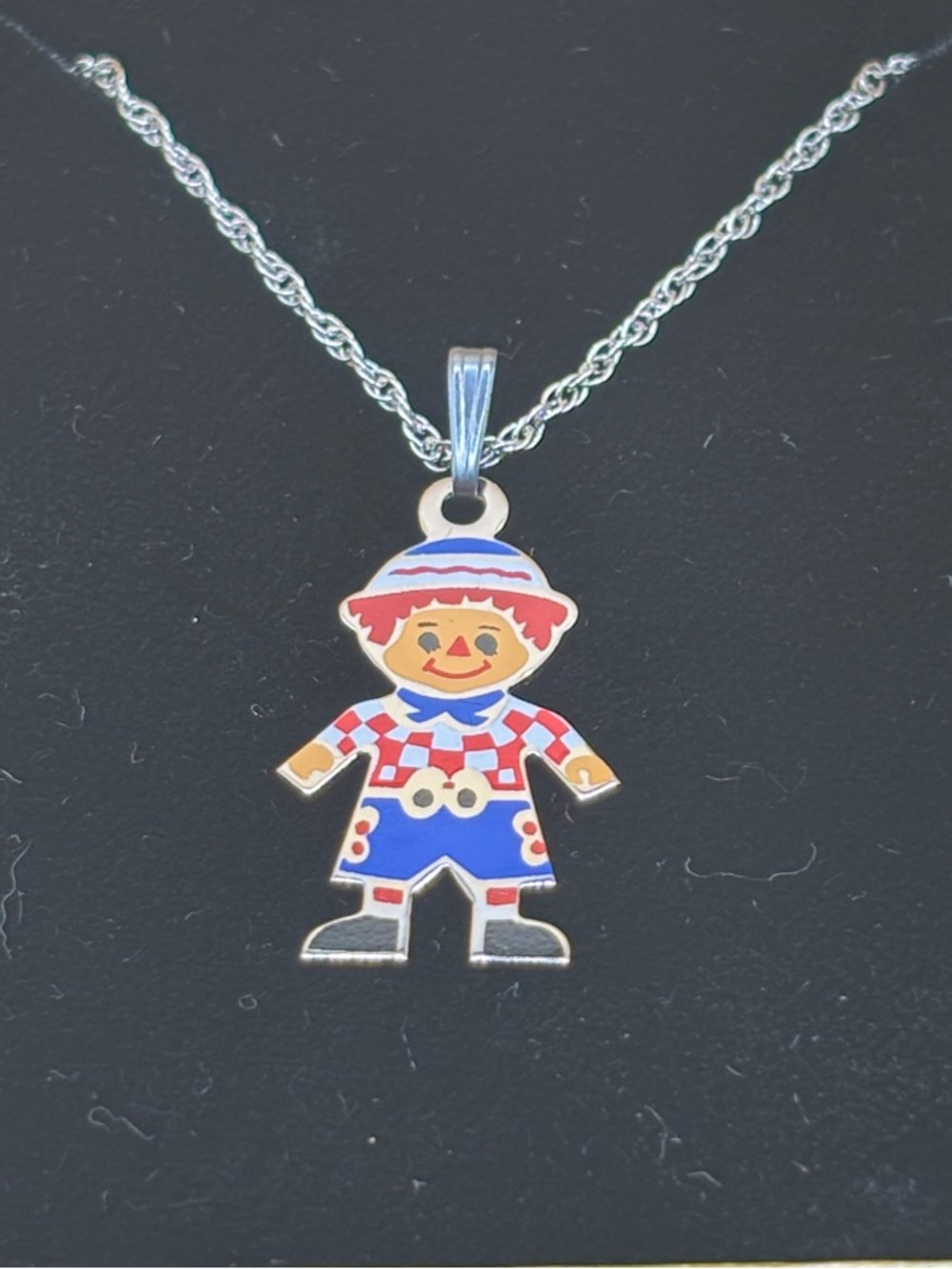 Enamel Raggedy Andy Doll Pendant Necklace Generation X